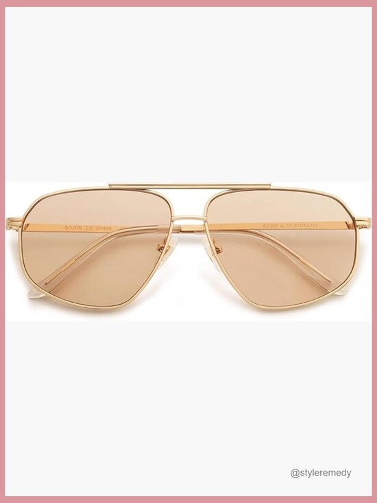 Retro Hexagon Aviator Sunglasses Metal Frames UV400 Protection main image 6